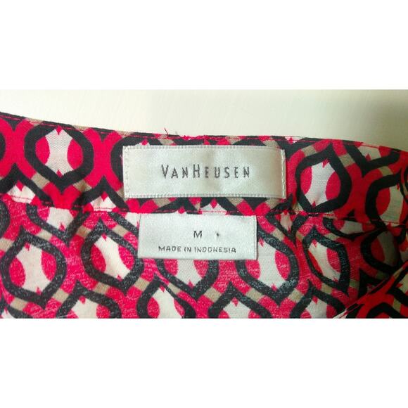 Van Heusen V-Neck Long Sleeve Blouse Coral, Black Women's Medium - Picture 4 of 6